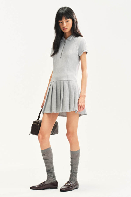 Collar beaded cotton dress
