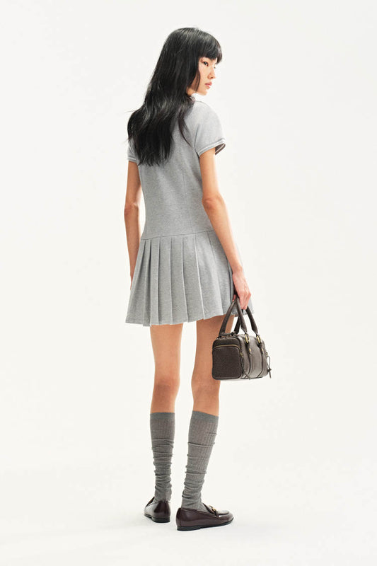 Collar beaded cotton dress